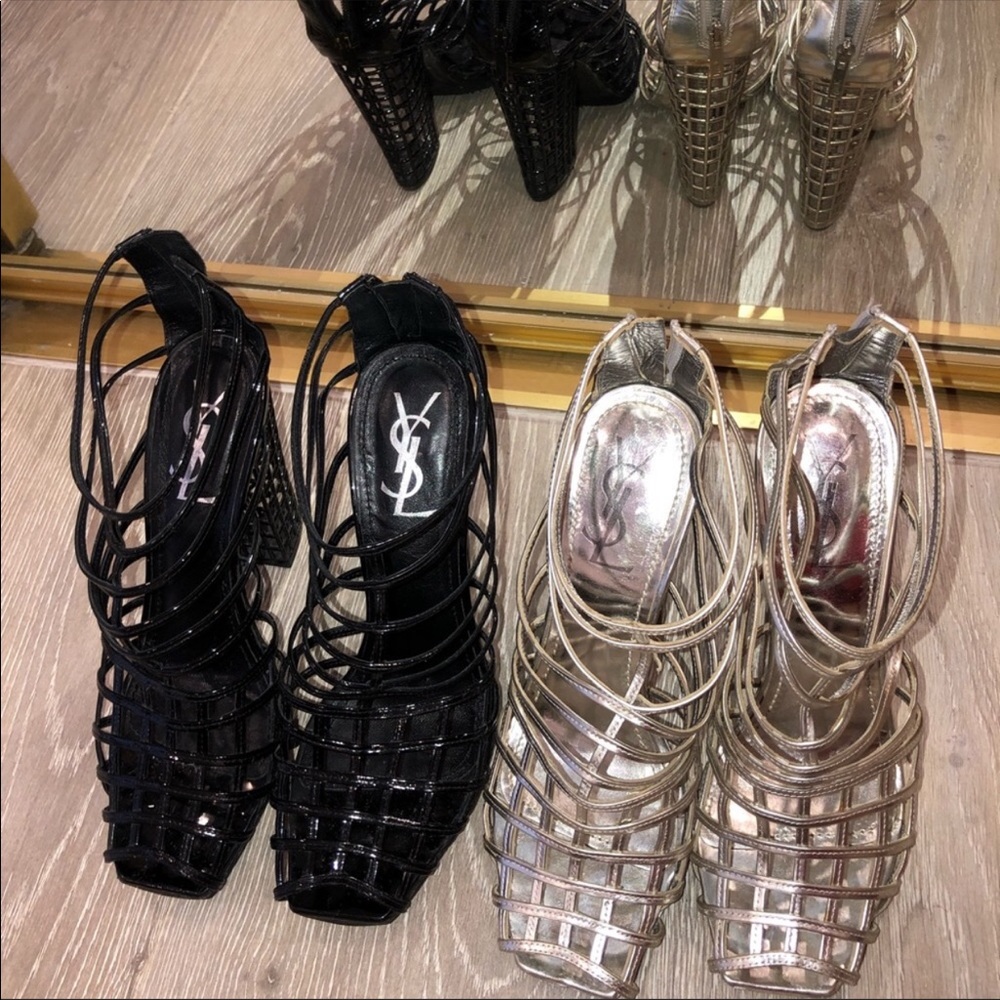 Yves Saint Laurent YSL BLACK Cage Heels